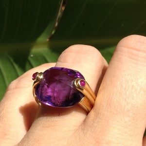 13 Carat Amethyst Antonioni 18k Gold with Rubies